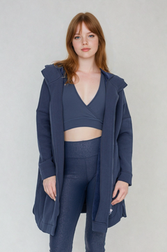 Cozy Comfort  Zip Up Hoodie Jacket  Teal Navy