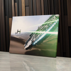 Star Wars Millennium Falcon Tie Fighter Canvas Art - The Force Awakens