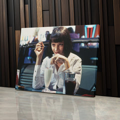 Pulp Fiction Canvas – Uma Thurman Mia Wallace Milkshake Movie Wall Art