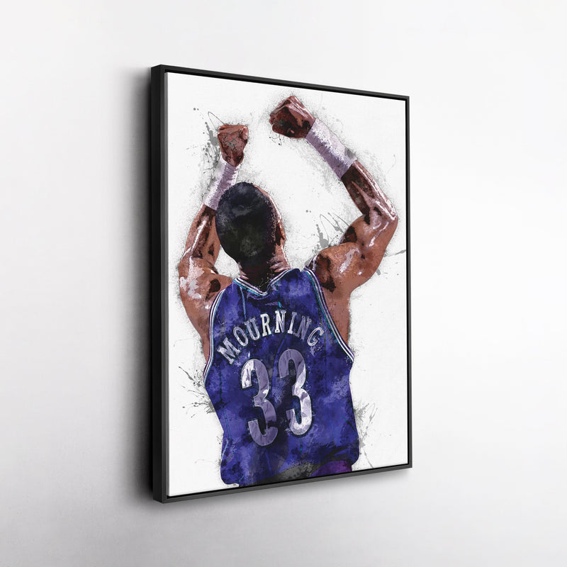 Alonzo Mourning Canvas Art – Charlotte Hornets Wall Decor