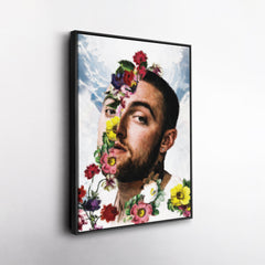 Mac Miller Floral Canvas Print – Rap Artist Painting Wall Art for Home Decor