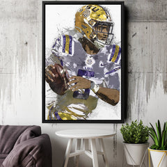 Jayden Daniels Canvas Art – LSU Tigers Wall Decor