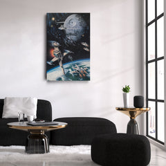 Death Star, Star Destroyer, Battle, TIE Interceptor Canvas Wall Art Decor - Star Wars Epic Art