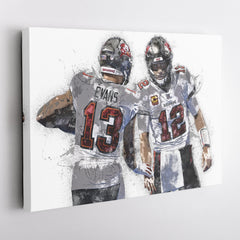 Mike Evans & Tom Brady Canvas Art – Tampa Bay Buccaneers Wall Decor