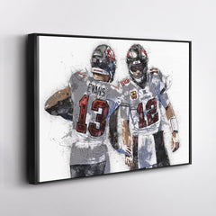 Mike Evans & Tom Brady Canvas Art – Tampa Bay Buccaneers Wall Decor