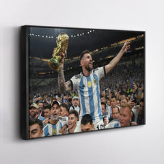 Lionel Messi World Cup Celebration Canvas Art - Soccer Wall Decor Poster